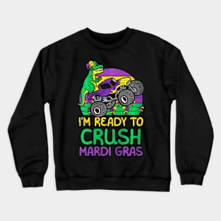 Kids Crush Mardi Gras Dino Monster Truck  Toddler Boys Kids Crewneck Sweatshirt